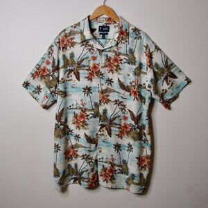 Mens Hawaiian Shirt Short Sleeve Palm Trees Floral Drinks Pineapples 2XL Tall